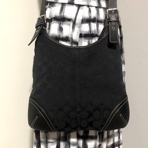 EUC COACH Crossbody Black Signature Canvas/Leather